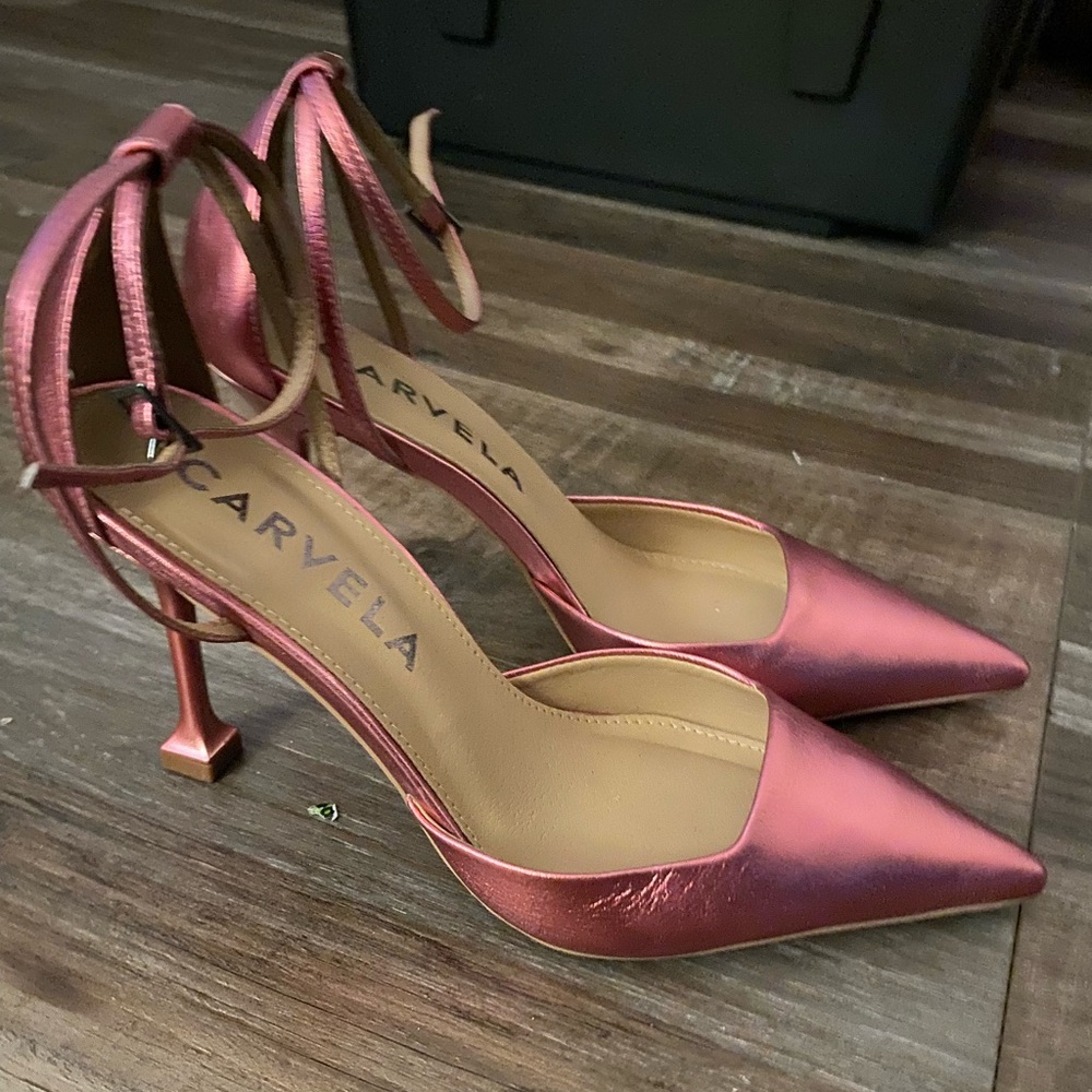 $49 sale Carvela pink glowing leather point toe Sling Pump Court Shoe 39 9.5 S9